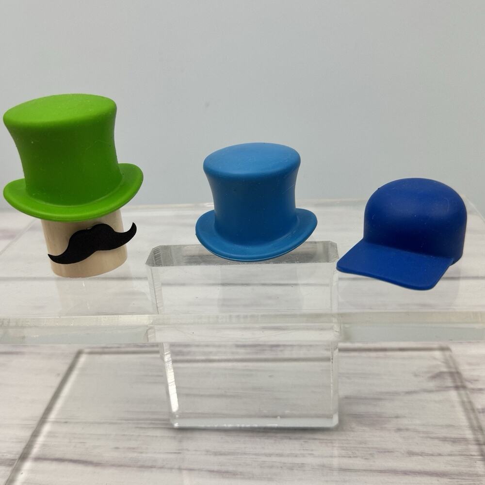 Wine Bottle Stoppers Reusable Silicone Top Hat Baseball Cap Blue Green Mustache